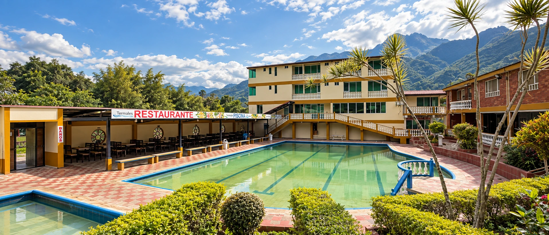 Piscina termal y hotel Termales Arco Iris en Zetaquirá, Boyacá